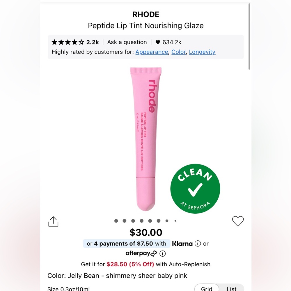 Brand new RHODE Peptide Lip Tint in Jelly Bean Full size